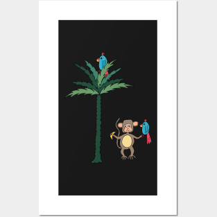 Monkey and parrot - kids decor and stickers Posters and Art